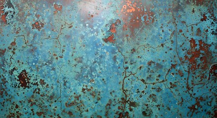 Vibrant blue background with red spots.