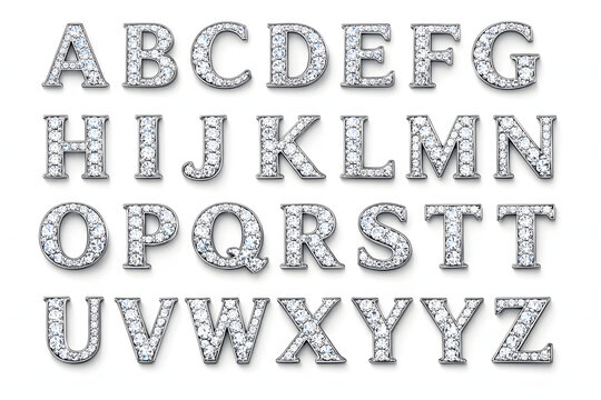 Diamond Alphabet: The complete alphabet in sparkling diamonds, each letter expertly crafted to display brilliance and elegance.