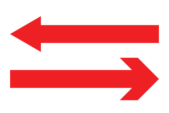 Long arrows. Red arrow pointing vector. Red left arrow icon. Straight long arrow pointing . Vector red long arrow icon. Thin long arrow vector icon. A solid long arrow pointing on white background.