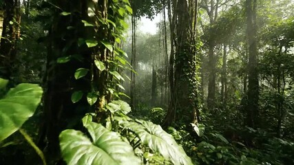 Lush forest sunlight