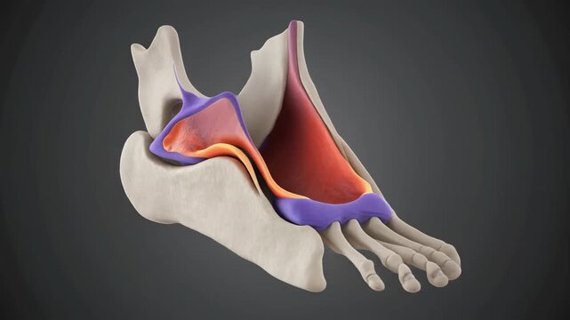 3D Animation: Rotating view of human sustentaculum tali calcanei anatomy