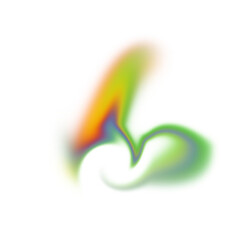 Vibrant abstract swirls with rainbow colors and distorted edges on transparent background