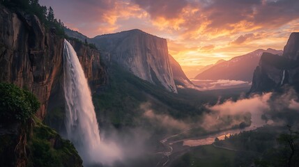 Sunrise over yosemite falls