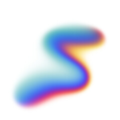 Abstract colorful blob shape with gradient colors and glitch effect on transparent background