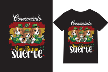 Fototapeta premium Conocimiento con buena suerte-Diseño de camisetas, frases, carteles, tazas y tipografía creativa.