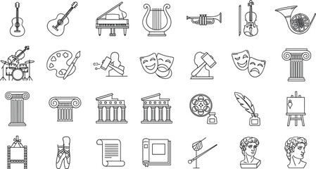 Collection of artistic and musical icons for creative projects © Mofajjol