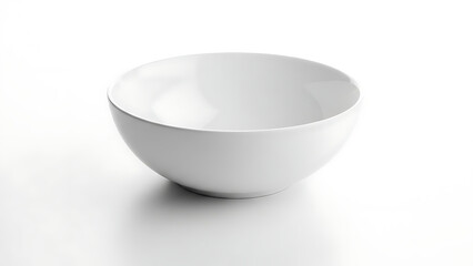 Pristine white ceramic bowl, elegantly empty, ready for culinary creations, food serving, or sleek kitchen decor