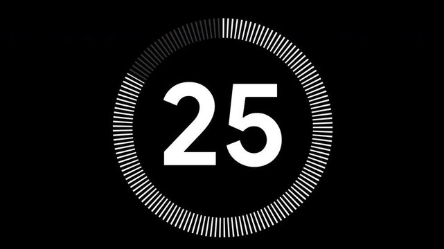 30 second countdown with circle animation, 30 to 0 animation countdown. 4K video