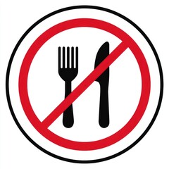 No eating sign, fork and knife prohibited