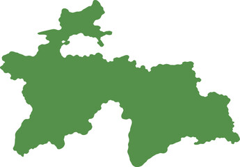 Obraz premium Green Map of TAJAKISTAN Region Isolated on White