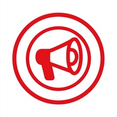 Red megaphone icon in a red circle