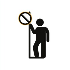 Silhouette of a person holding a prohibition sign