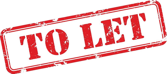 A striking red rectangular stamp displaying the phrase to let in bold uppercase lettering isolated on a white background