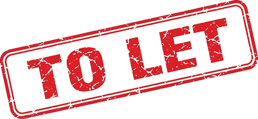 A distressed red stamp boldly proclaims to let on a white background indicating rental availability