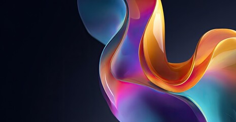 Flowing, vibrant abstract shapes on dark background with bright, glowing color transitions