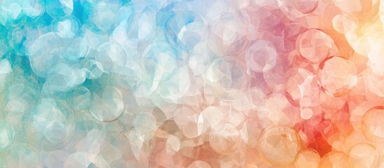 Abstract pastel bokeh background with blue, white, and orange circles.