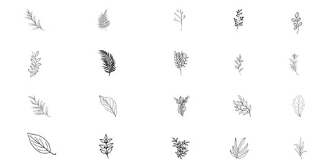 Simple Plant and Leaf Icons for Garden and Nature Design