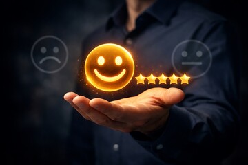 Customer experience and premium service rating icons for social media and marketing