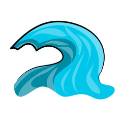 Stylized Blue Ocean Wave Splash for Surf and Summer Water Vector Illustration