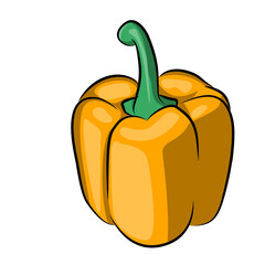 Fresh Yellow Bell Pepper Vegetable Healthy Organic Food Vector Illustration