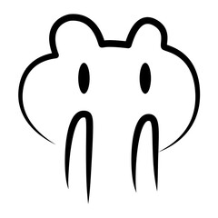 Minimalist Cute Cartoon Character Face Line Art Vector Illustration