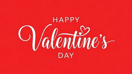 Happy Valentines Day greeting card with white text on red background