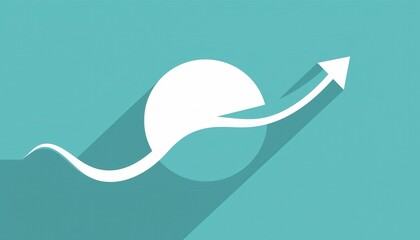 White Arrow and Circle on Teal Background