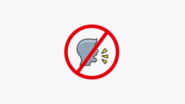 Mute Icon. No Speaking Sign Animation Video in transparent background  no speaking animation in 4K animation 