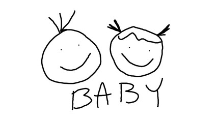 Boy and Girl Face Hand Drawn Cartoon