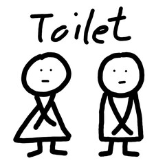 Toilet Sign Hand Drawn Icons Cartoon , WC , Restroom , Sign Icons