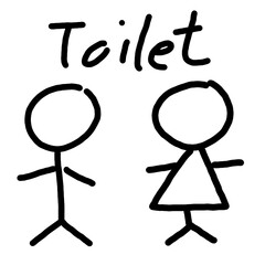 Toilet Sign Hand Drawn Icons Cartoon , WC , Restroom , Sign Icons
