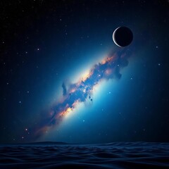 Fototapeta premium Starfield with galaxies and planets in the distance, infinite expanse, starfield, deep space