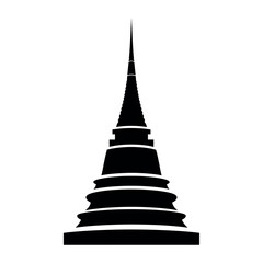 Buddhist stupa silhouette a sacred monument in black and white.