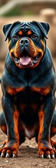 Obraz premium Strong rottweiler chest and paws, muscular build, grounded stance, powerful physique, breed, pet