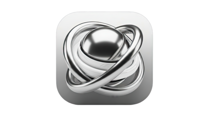 Abstract Metallic Sphere with Interlocking Rings