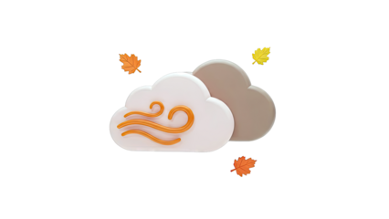 Autumn wind and clouds icon