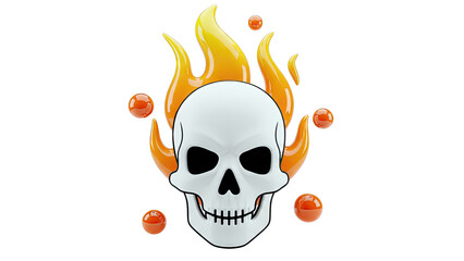 Flaming Skull with Orange Orbs