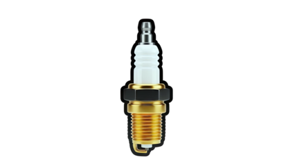 Single Spark Plug with White Ceramic Insulator and Gold Threads