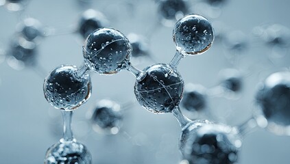 Abstract 3D model of connected spheres on light background