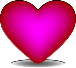A vibrant pink and red heart shape with a subtle shadow effect