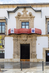 Jerez de la Frontera, Spain - May 15, 2025: Unique buildings and sculptures in the historic city center of Jerez de la Frontera, Spain