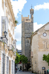 Jerez de la Frontera, Spain - May 15, 2025: Unique buildings and sculptures in the historic city center of Jerez de la Frontera, Spain