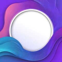 Abstract colorful waves frame a white circle