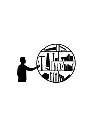 Circular Economy Silhouette of Person Borrowing Tool for Community Sharing and Local Sustainability Tool Library Concept Vector Illustration