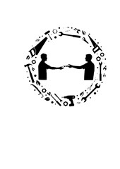 Circular Economy Silhouette of Person Borrowing Tool for Community Sharing and Local Sustainability Tool Library Concept Vector Illustration