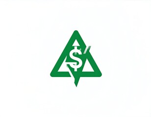 A geometric abstract icon on a white background. The image features a green triangle surrounding an implied dollar sign, with an upward arrow