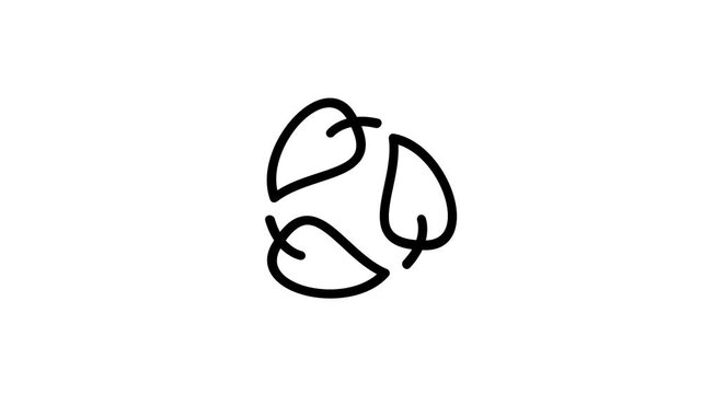 Hand Drawn Eco Friendly Leaf Recycle Symbol Animation Loop.