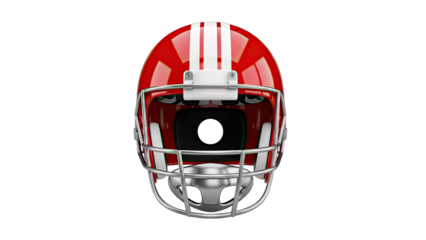 Red and White Striped American Football Helmet Front View