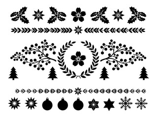 Elegant Silhouette Floral Christmas Border Design Featuring intricate Floral patterns perfect for Holiday Cards, Decorat