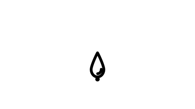 Minimalist Water Drop Icon Animation on White Background.